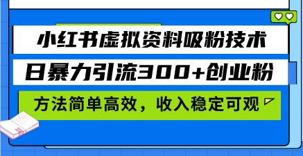 图片[1]-小红书虚拟资料吸粉技术，日暴力引流300+创业粉，方法简单高效，收入稳…-百盟网