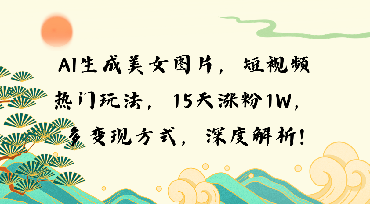 图片[1]-AI生成美女图片，短视频热门玩法，15天涨粉1W，多变现方式，深度解析!-百盟网