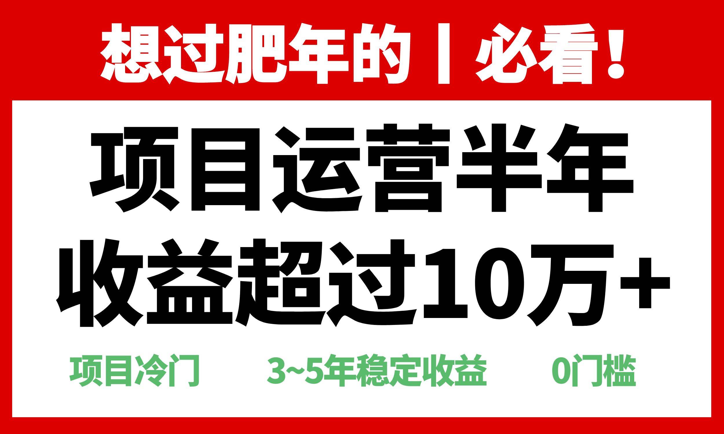 图片[1]-年前过肥年的必看的超冷门项目，半年收益超过10万+，-万利网