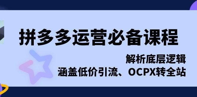 图片[1]-拼多多运营必备课程，解析底层逻辑，涵盖低价引流、OCPX转全站-三玖社区