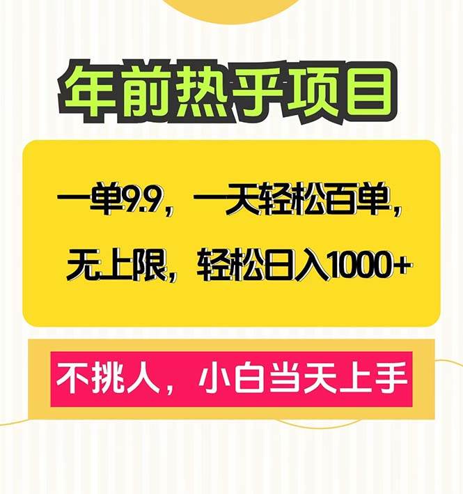 图片[1]-一单9.9，一天百单无上限，不挑人，小白当天上手，轻松日入1000+-百盟网