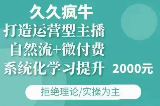 久久疯牛·自然流+微付费(12月23更新)打造运营型主播，包11月+12月