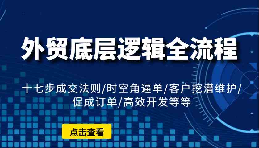 图片[1]-外贸底层逻辑全流程：十七步成交法则/时空角逼单/客户挖潜维护/促成订单/高效开发等等-冰妍网