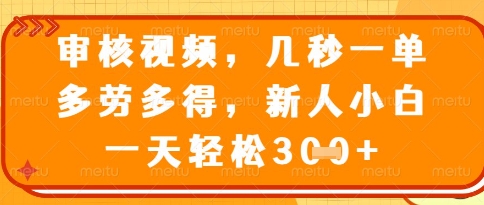 视频审核员，几秒一单，不限时间，不限地点，多做多得，新人小白一天轻松几张+【揭秘】-有量联盟
