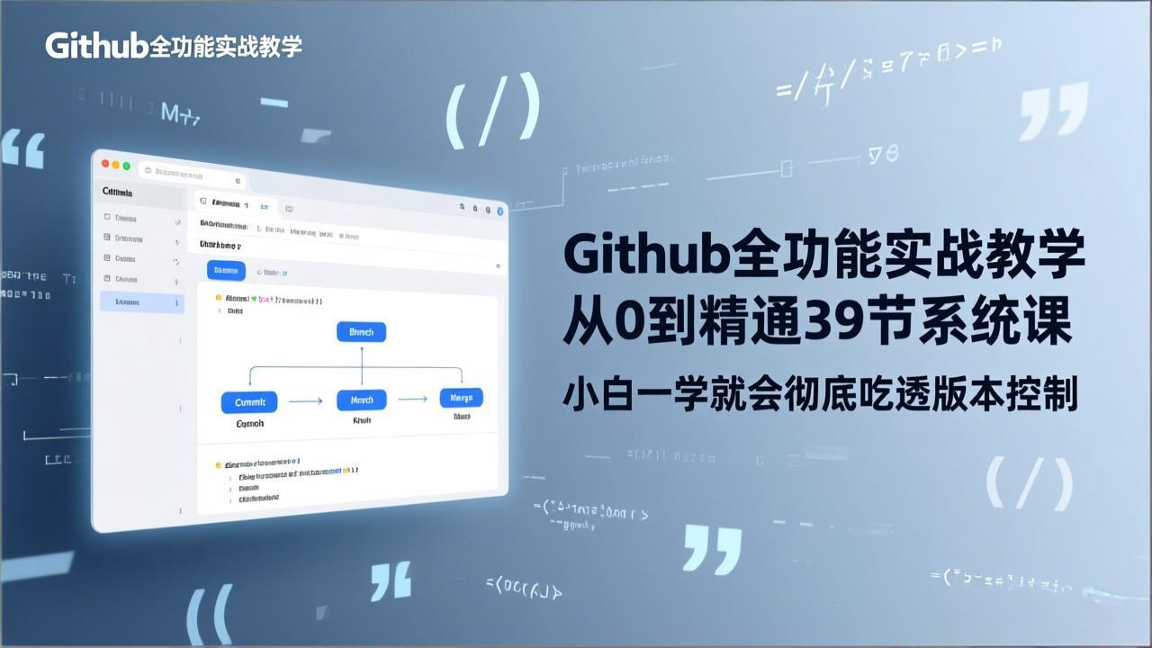 GitHub-全功能实战教学,从0到精通39节系统课,小白一学就会彻底吃透版本控制-百盟网