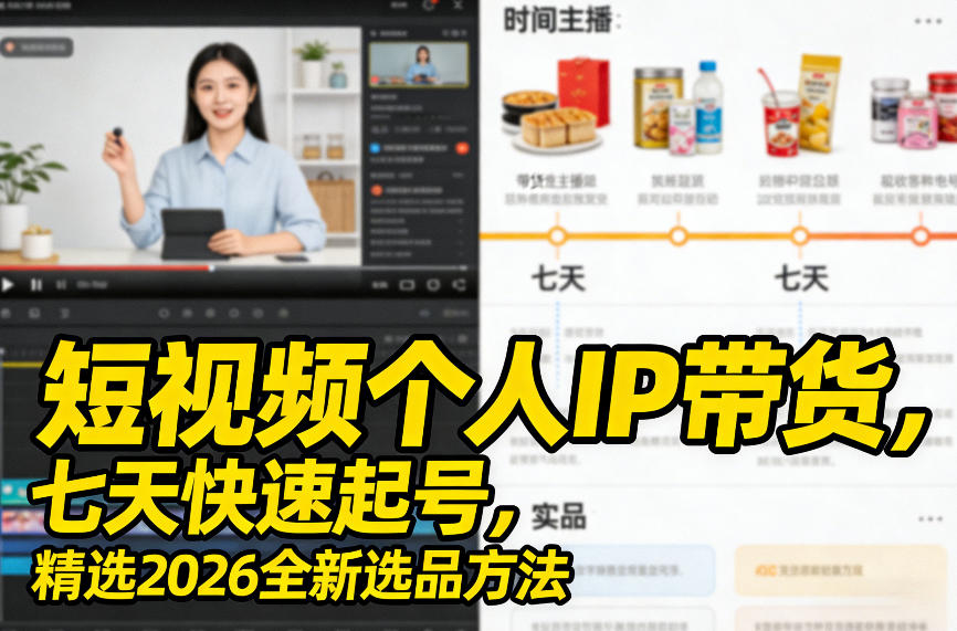 短视频个人IP带货,七天快速起号,精选2026全新选品方法-百盟网