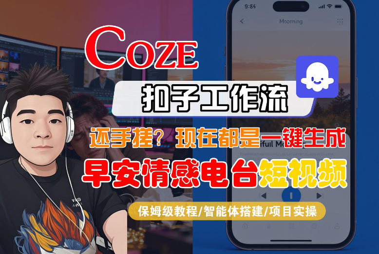 【Coze工作流搭建实操教程】【coze】早安情感电台日签视频还在手动做?用扣子工作流自动生成,省时90%-百盟网