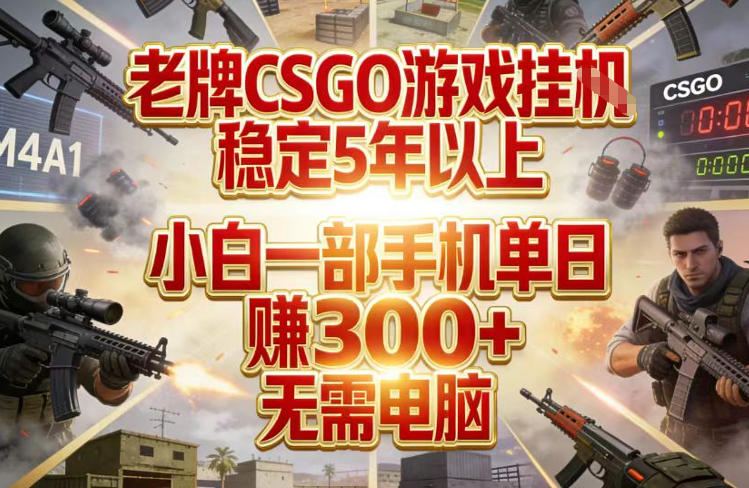 老牌CSGO游戏挂G,稳定5年以上,小白一部手机单日賺3张+,无需电脑【揭秘】-百盟网