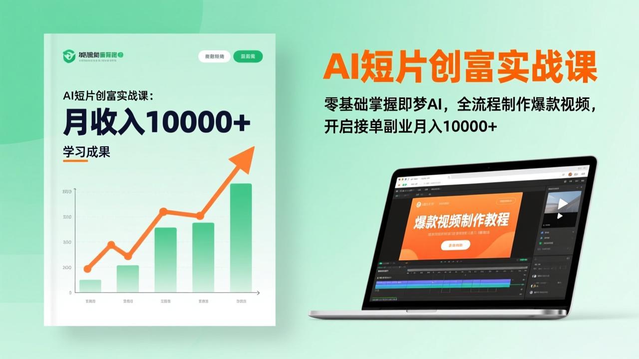 AI短片创富实战课:零基础掌握即梦AI,全流程制作爆款视频,开启接单副业月入10000+(更新-百盟网