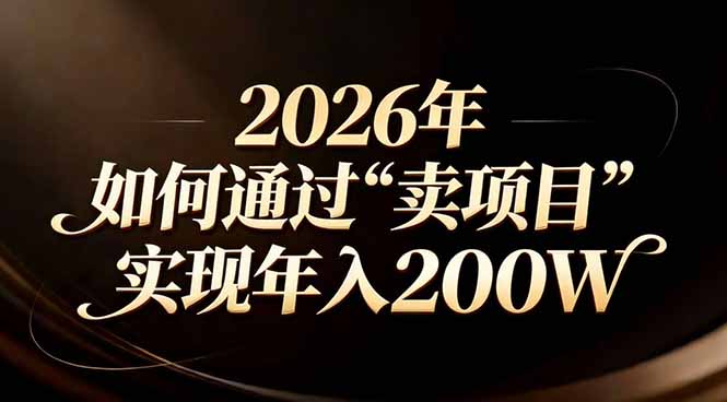 站在2026年的十字路口:一个普通人如何通过卖项目实现年入200万-百盟网