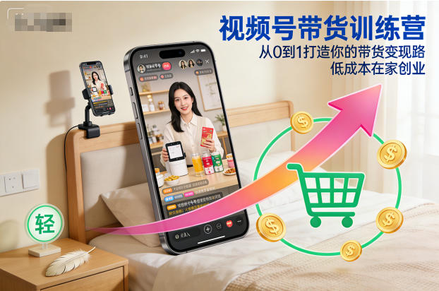 视频号带货训练营,从0到1打造你的带货变现路,低成本在家创业-百盟网