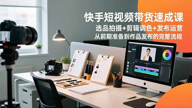 快手短视频带货速成课,选品拍摄+剪辑调色+发布运营,从前期准备到作品发布的完整流程-百盟网