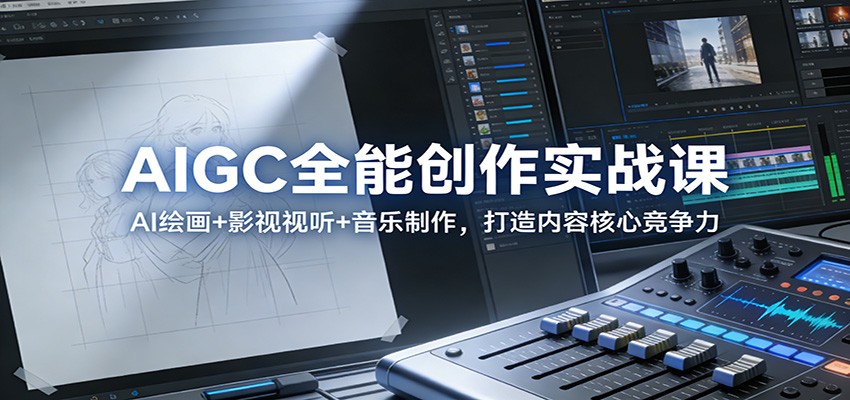 AIGC全能创作实战课:AI绘画+影视视听+音乐制作,打造内容核心竞争力-百盟网