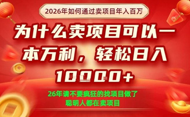一单净利润1K+,26年想年入100个W,死磕卖项目就够了【揭秘】-百盟网
