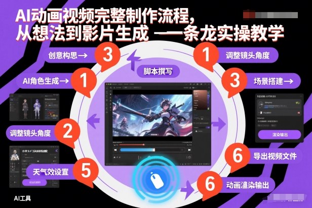 AI动画视频完整制作流程,从想法到影片生成一条龙实操教学-百盟网