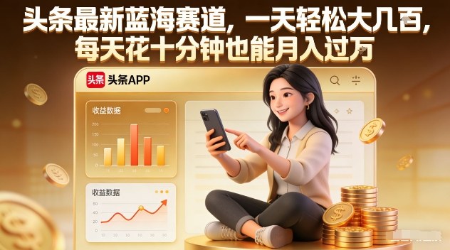 头条最新蓝海赛道,一天轻松大几张,每天花十分钟也能月入过1W【揭秘】-百盟网