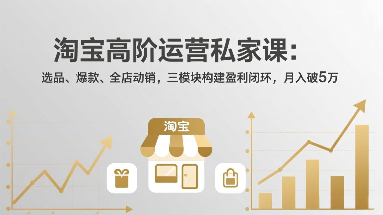 淘宝高阶运营私家课:选品、爆款、全店动销,三模块构建盈利闭环,月入破5万(更新26年2月-百盟网