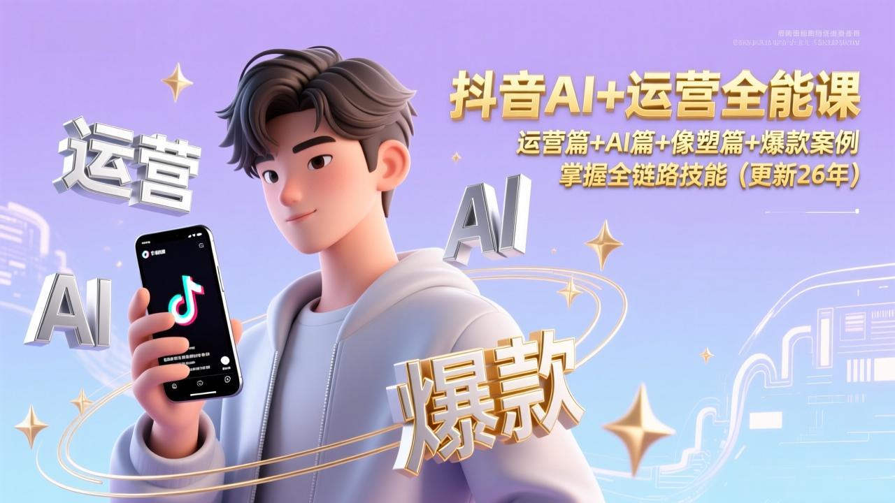 抖音AI+运营全能课,运营篇+AI篇+像塑篇+爆款案例,掌握全链路技能(更新26年-百盟网