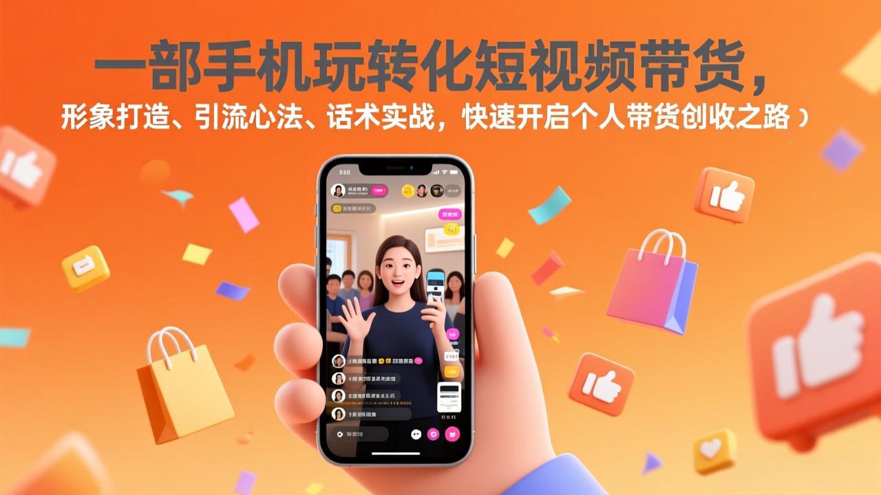 一部手机玩转化短视频带货,形象打造、引流心法、话术实战,快速开启个人带货创收之路-百盟网