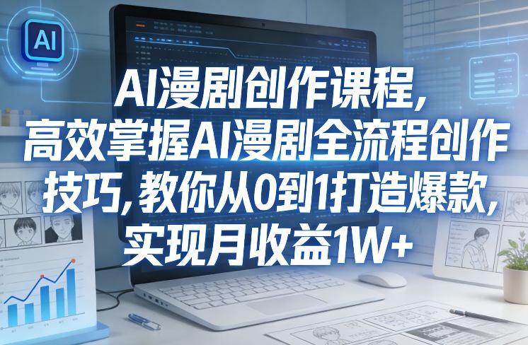 某社群AI漫剧创作课程,高效掌握AI漫剧全流程创作技巧,教你从0到1打造爆款,实现月收益1W+-百盟网