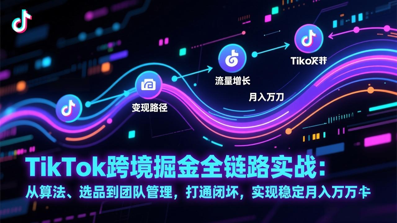 TikTok跨境掘金全链路实战:从算法、选品到团队管理,打通闭环,实现稳定月入万刀-百盟网