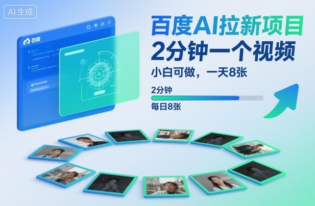 百度AI拉新项目,2分钟一个视频,小白可做,一天8张【附案例+保姆级教程】-百盟网