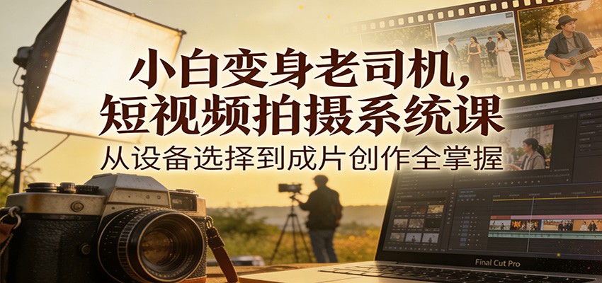 小白变身老司机,短视频拍摄系统课,从设备选择到成片创作全掌握-百盟网
