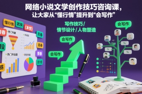 网络小说文学创作技巧咨询课,让大家从“懂行情”提升到”会写作”的高度-百盟网