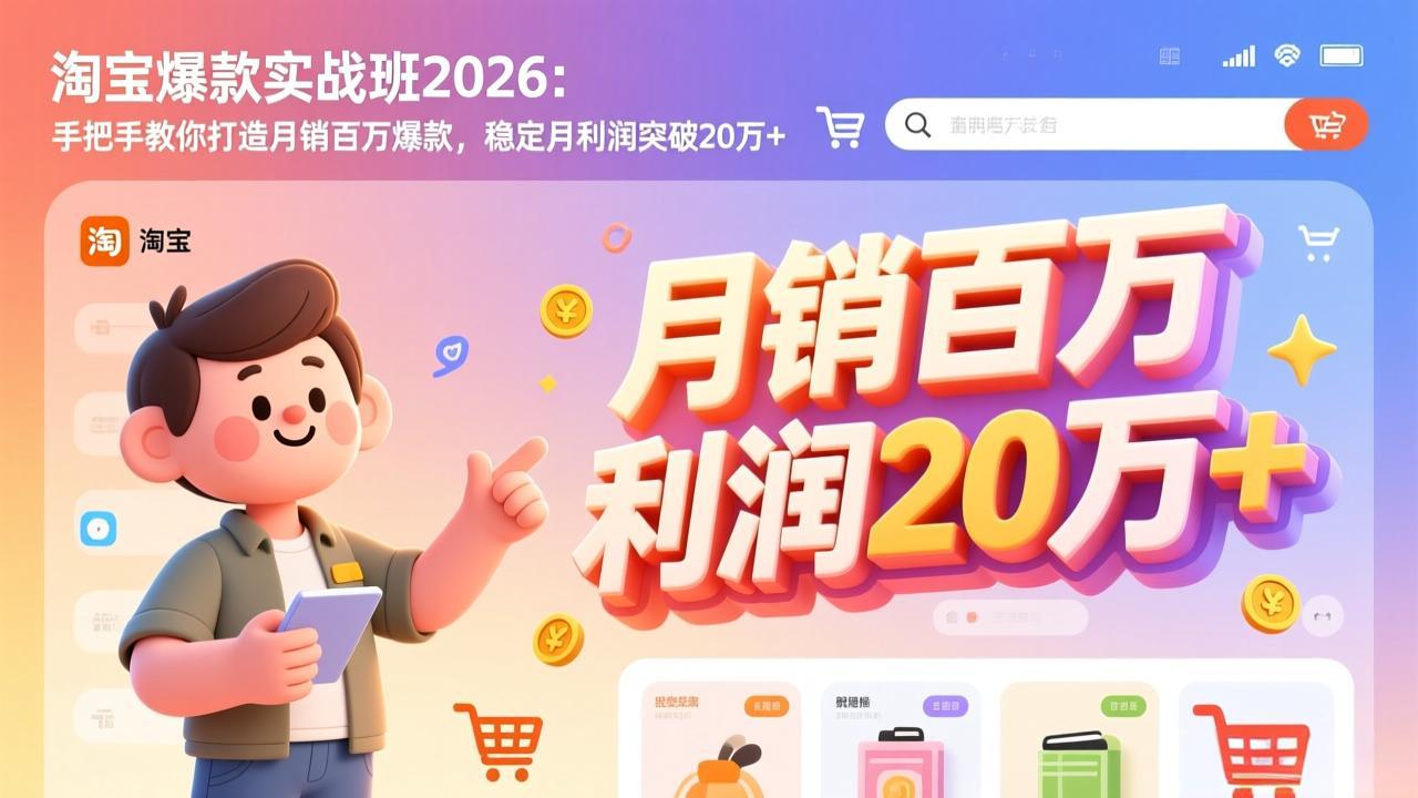 淘宝爆款实战班-2026年2月更新:手把手教你打造月销百万爆款,稳定月利润突破20万+-百盟网