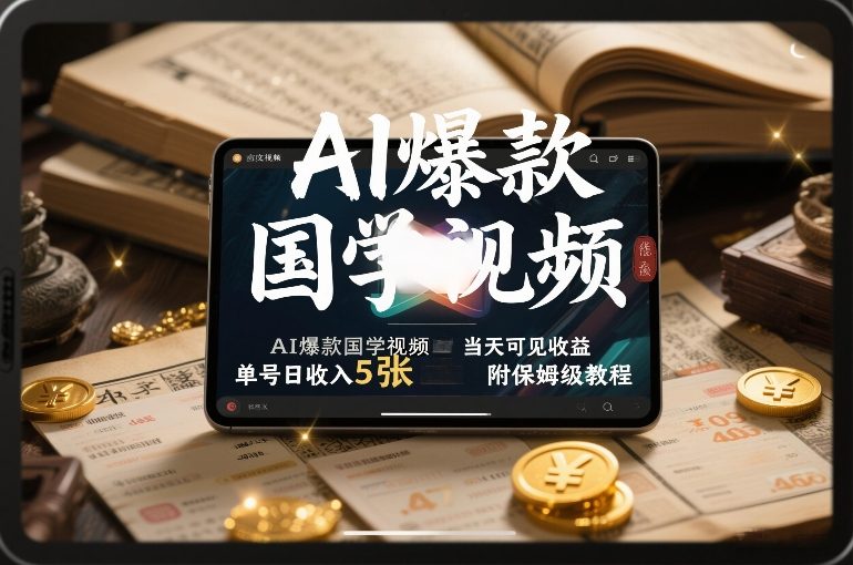 AI爆款国学视频,独家起号方法,小白直接上手,当天可见收益,单号日收入5张+附保姆级教程-百盟网