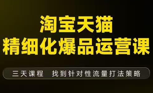猫课子幽·淘宝天猫精细化爆品运营【音频+字幕+文档】(9月12-14杭州线下课)-百盟网