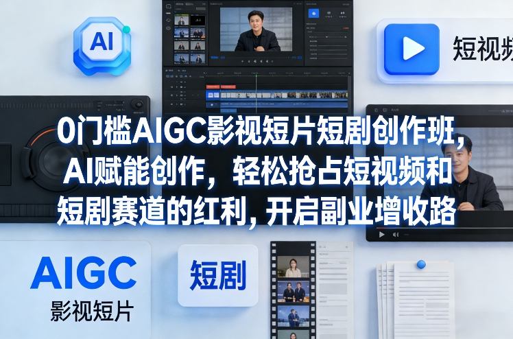 0门槛AIGC影视短片短剧创作班,AI赋能创作,轻松抢占短视频和短剧赛道的红利,开启副业增收路-百盟网