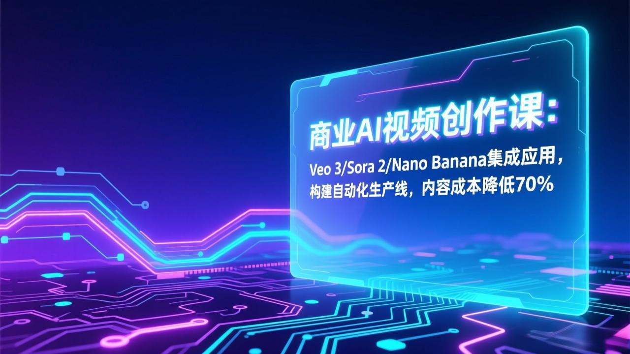 商业AI视频创作课:Veo 3/Sora 2/Nano Banana集成应用,构建自动化生产线,内容成本降低70%-百盟网