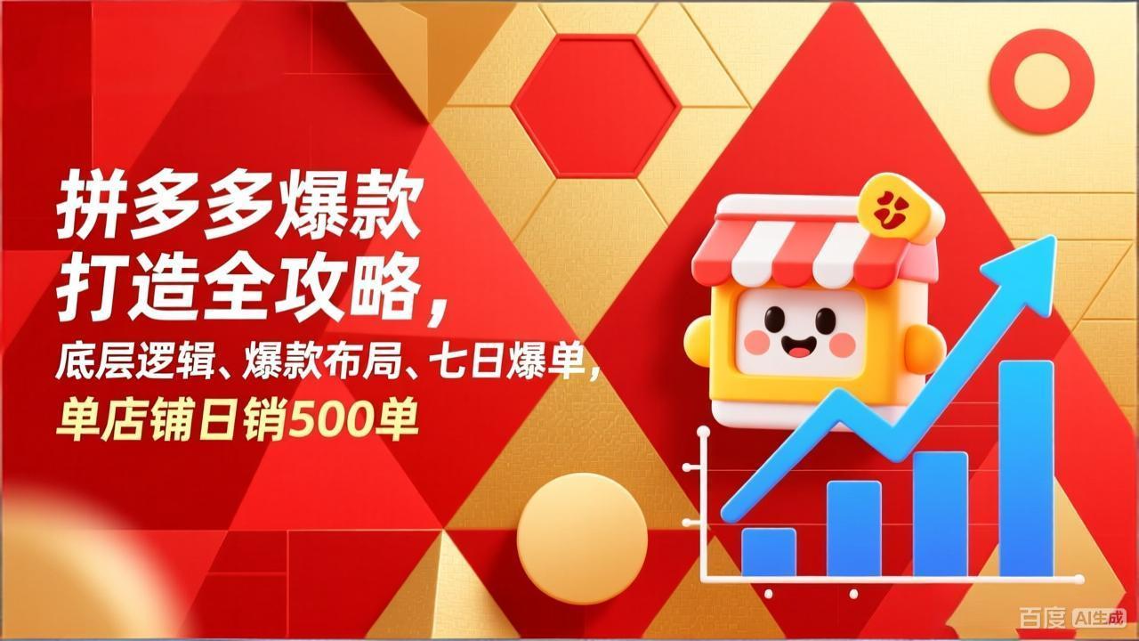 拼多多爆款打造全攻略,底层逻辑、爆款布局、七日爆单,单店铺日销500单-百盟网