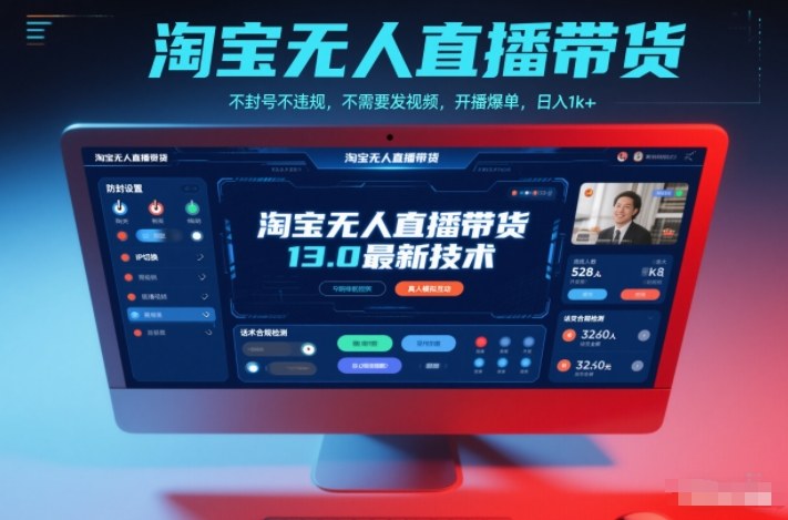 淘宝无人直播带货13.0最新技术,不封号不违规,不需要发视频,开播爆单,日入1k+【揭秘】-百盟网