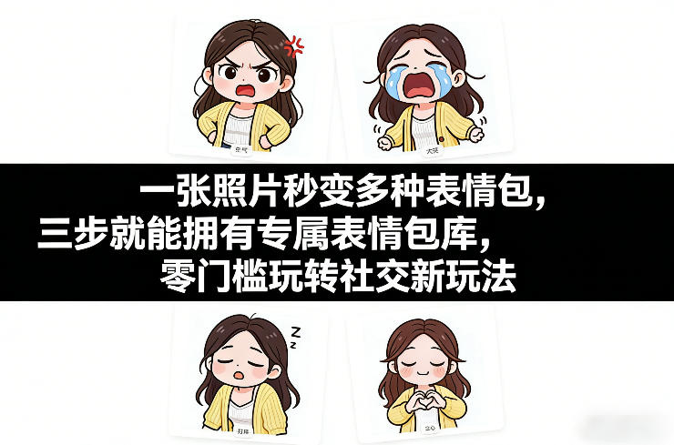 一张照片秒变多种表情包,三步就能拥有专属表情包库,零门槛玩转社交新玩法【文档】-百盟网