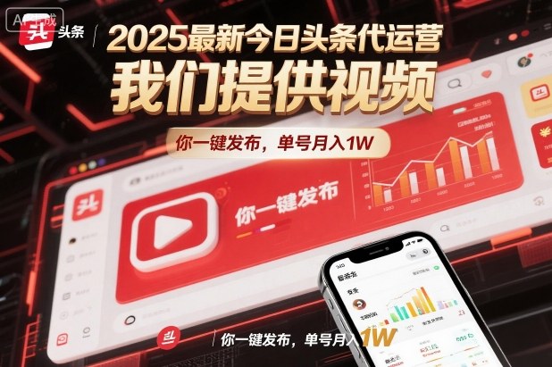 2025最新今日头条代运营,我们提供视频,你一键发布,单号月入1W【揭秘】-百盟网