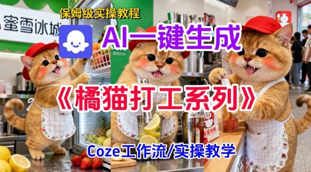Coze扣子工作流一键生成胖橘猫打工短视频,保姆级实操搭建教学-百盟网
