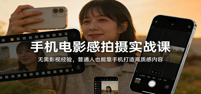 手机电影感拍摄实战课:无需影视经验,普通人也能靠手机打造高质感内容-百盟网