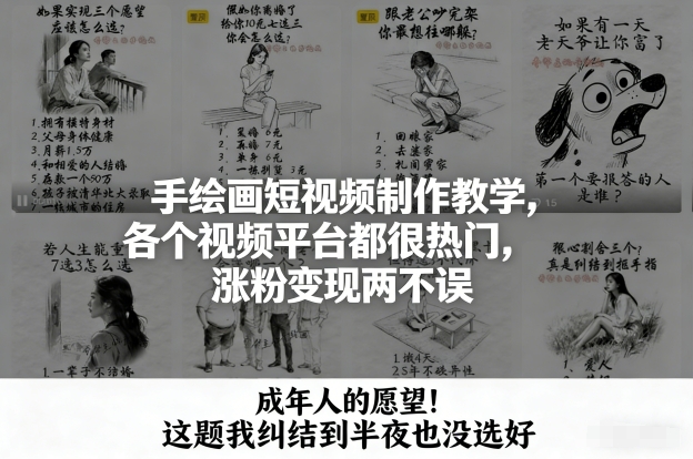 手绘画短视频制作教学,各个视频平台都很热门,涨粉变现两不误-百盟网