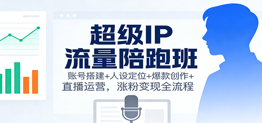 超级IP流量陪跑班:账号搭建+人设定位+爆款创作+直播运营,涨粉变现全流程-百盟网