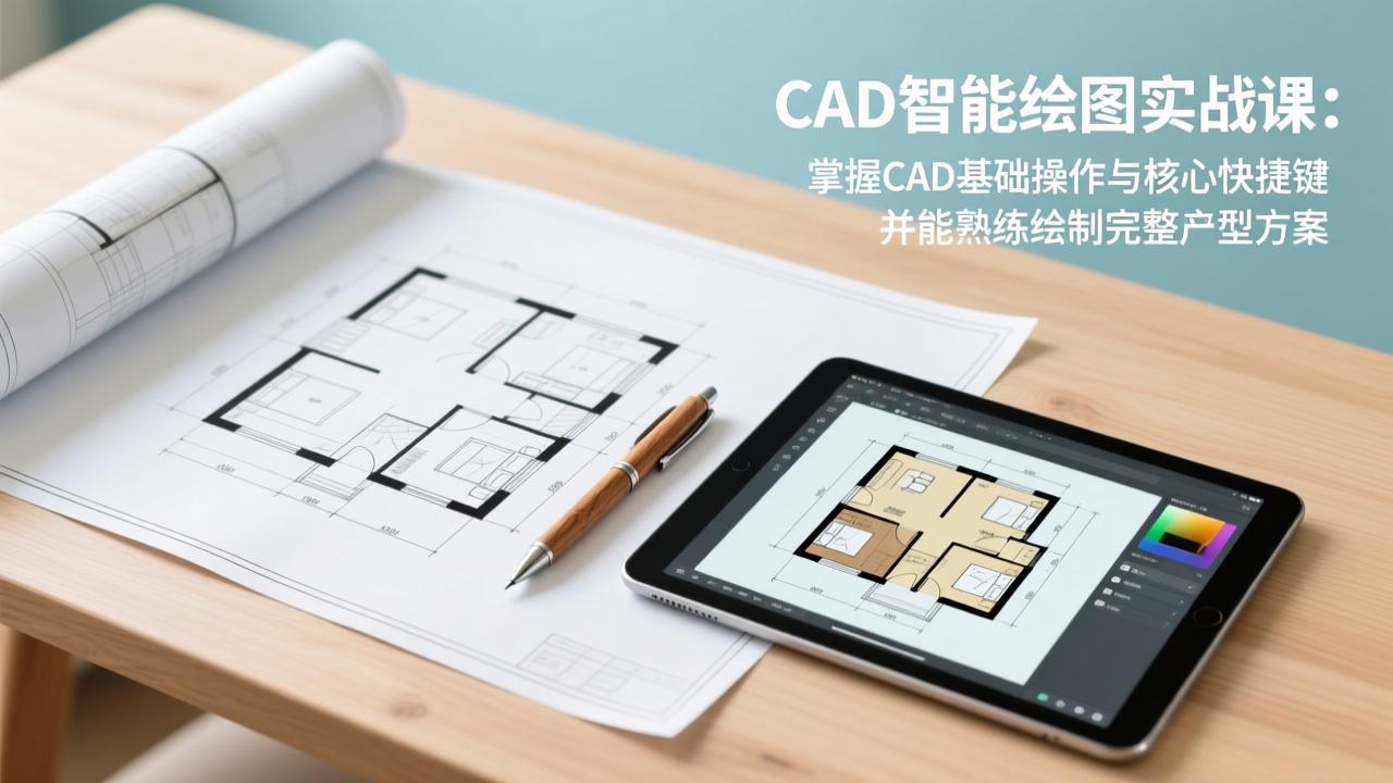 CAD智能绘图实战课:掌握CAD基础操作与核心快捷键,并能熟练绘制完整户型方案-百盟网